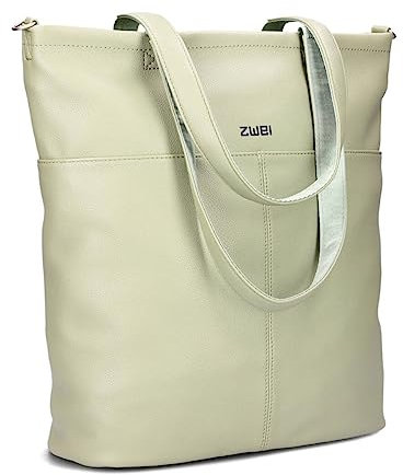 Zwei Damen Shopper Mademoiselle.M M145 große Schultertasche 10 Liter Tote Bag aus wasserabweisendem Kunstleder inkl. zusätzlicher langer Schultergurt als Umhängetasche zu tragen (jade)
