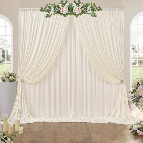 6m×3m sans Rides Rideaux sur Fond Ivoire pour la Fête de Mariage 4 Panneaux de Polyester Ivoire de 1,5 m × 3m Fond théâtre décor Anniversaire Baby Party Nuptiale Douche Photographie