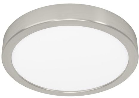 EGLO LED Deckenleuchte Fueva 5, Deckenlampe Ø 21 cm, Lampe Decke dimmbar, Aufbauleuchte aus Metall in Silber und Kunststoff in Weiß, 1350 Lumen, warmweiß