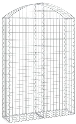 vidaXL Panier de Gabions Arqué Cage à Gabion Mur de Gabion Panier à Pierre Gabion pour Pierre Jardin Patio Extérieur 100x30x140/160 cm Fer Galvanisé
