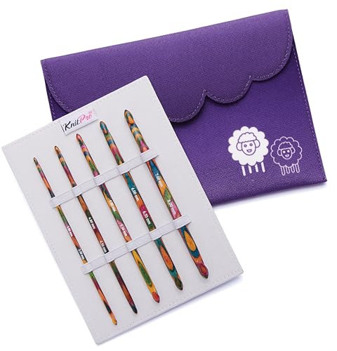 KnitPro Symfonie doppelspitziges austauschbares Rundstricknadel-Set (4,00–8,00 mm), Starter – unverzichtbar mit Zubehör