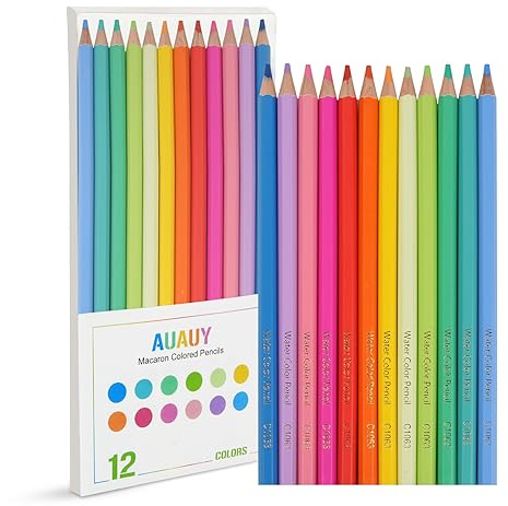 AUAUY Buntstifte für Kinder und Erwachsene, 12 Stück Sechskantformat Buntstift Set, Holzbuntstifte für Zeichnen, Studenten Home Office School Supplies, Mitgebsel Hochzeit, Mitgebsel Kindergeburtstag