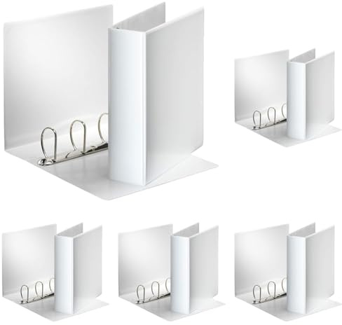 Esselte Präsentationsringbuch (DIN A4, 4 Ringe, 60 mm) weiß (Packung mit 5)