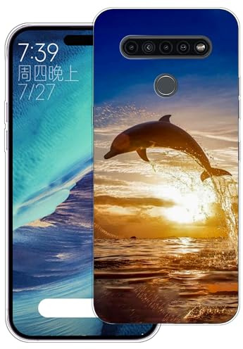 WUACYEAMING Hülle für LG K41S/LG K51S,Aesthetic Motiv Weiche Silikon Muster TPU Bumper Stoßfest Schutzhülle Transparent Mädchen mit Cover HandyHülle case Pattern-(Delphin)