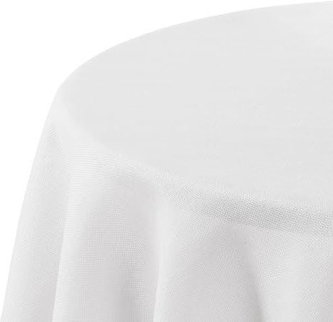 Deconovo Tischdecke Leinenoptik Lotuseffekt Tischwäsche Wasserabweisend Tischtuch Abwaschbar, Rund, 140cm, Weiß, 1 Stück