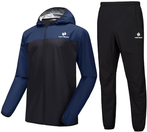 HOTSUIT Sauna Suit for Men for Weight loss Sweat Suits for Sport Boxing MMA With Sauna Jacket and Pants for workout on Gym Dark Blue 2XL