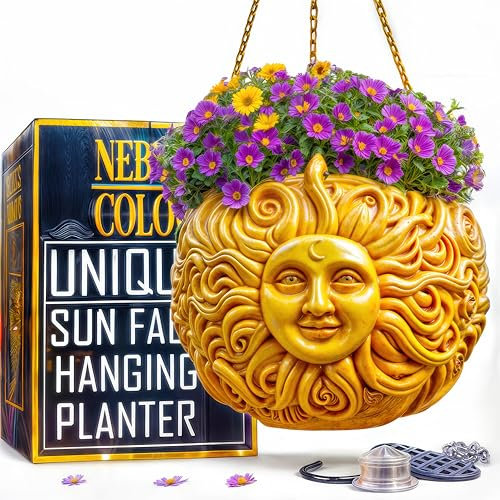 Nebula Colors Skurriles Pflanzgefäß mit Sonnengesicht | Blumentopf für drinnen und draußen