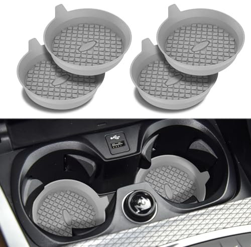 deemars 4PCS Tasse de Voiture Coaster, Porte-gobelet Insert Coaster, Porte-Godets de Voiture Antidérapant Coaster Accessoires d’Intérieur de Voiture Universel pour la (Gris)