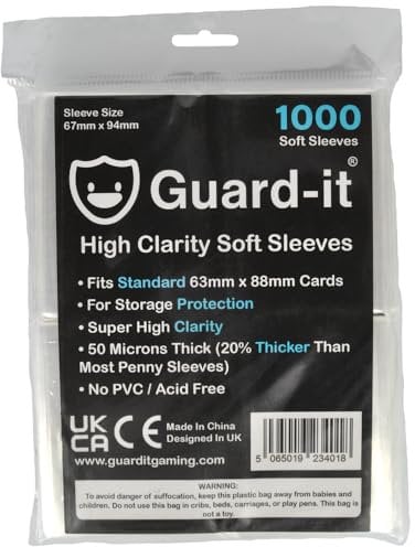 Guard-it - 1000 High Clarity Penny Sleeves - 50 Micron Standard Size Soft Card Sleeves for Pokemon, Magic The Gathering and Sports Cards