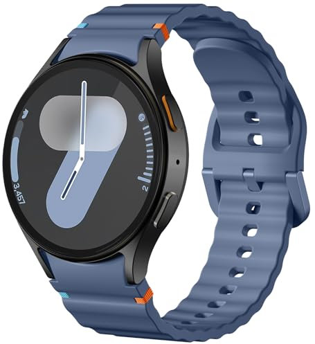 Dirrelo Kompatibel mit Samsung Galaxy Watch 7 6 5 4 FE Armband 40mm 44mm, Keine Lücke Weich Silikon Sport Ersatz Band for Galaxy Watch 5 Pro Armband/ 6 4 Classic Herren,BlauGrau