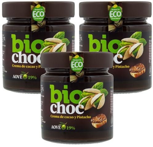 Biochoc - Pistacho - Crema de cacao y pistacho - Procedente de agricultura ecológica ecológica - 19% aceite oliva virgen extra - 100% ECO (Pack 3)