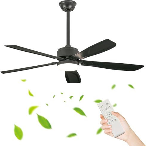 Industrial Ceiling Fan with Lights 52in 6 Speed Silent Reversible Fan Light for Living Room Remote Control Timer 3 Color Temperature Options
