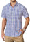 HISDERN Chemise Carreaux Homme Manches Courtes Boutonnées Décontractées Bleu Blanc Chemise été Travail Homme avec Poches Coupe Régulière XL