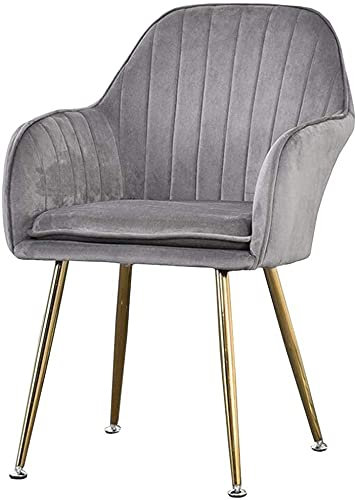 Chaise de salle à manger moderne en velours avec pieds en métal, fauteuil élégant pour salon, assise et dossier en velours confortable, gris avec pieds dorés