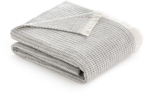 Todocama - Couverture en Coton Extra Douce avec Motif Gaufre, Couvre-lit Multifonction Four Seasons pour canapé, lit, Housse décorative et Couverture écharpe (Gris foncé, 120 x 180 cm).