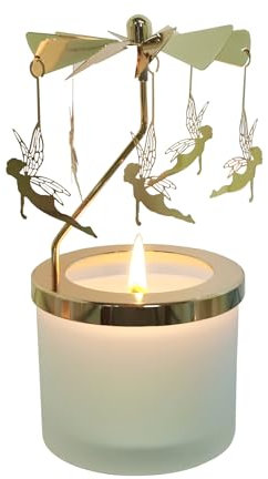 kingnero Lavendel-Duftkerzen-Karussell, drehbarer Kerzenhalter, drehender Teelichthalter, Geburtstagsgeschenke für Frauen, Mutter, Ehefrau, Freundin, Schwester, Freundinnen (Goldene Fee)