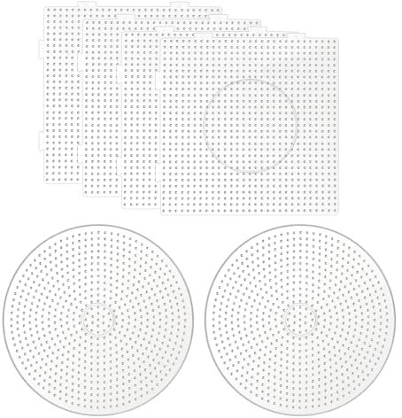 6Pcs 5mm Fuse Beads Boards, Large Beads Pegboards(Round Square),Transparent Bead Boards for DIY Handmade Products