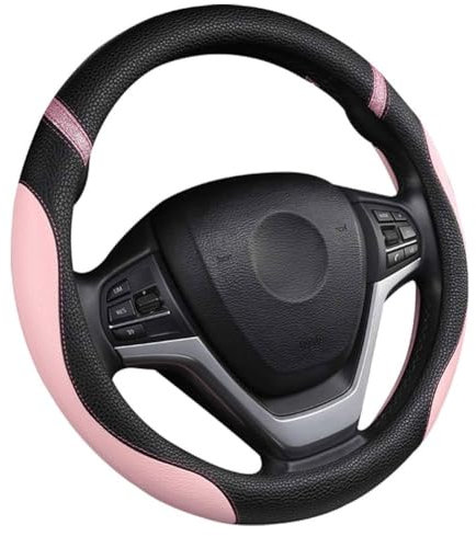 für Renault Megane 2 2003-2008 Auto Lenkrad Abdeckung, PU-Leder Lenkradbezug LenkradhüLle Anti-Rutsch Atmungsaktiv Bequem Schutzhülle Mode Zubehör,D/Pink