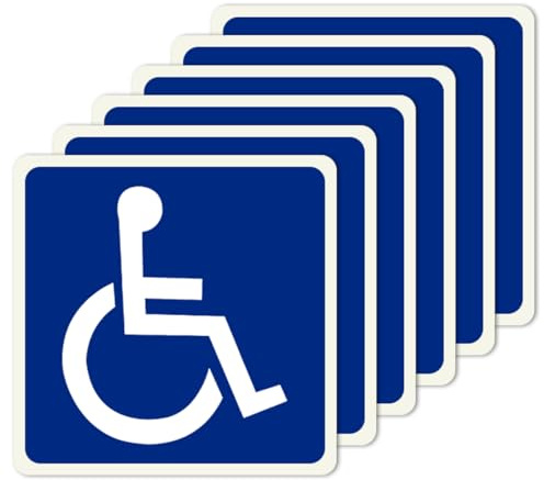 Lotsdonxia 6 adesivi blu per auto disabili, impermeabili, per auto, furgoni e finestre