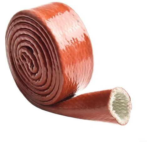 Guaina protettiva per cavi in fibra di vetro in silicone resistente al calore, protezione per condutture resistenti al fuoco e alle alte temperature, 1,5 m (25 mm)