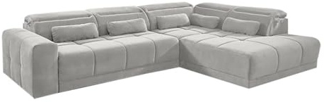 Generisch Ecksofa - 323 x 231 cm - Hellgrau - Webstoff - elektr. Sitztiefenverstellung