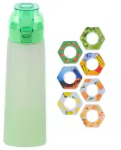 Scented Water Bottle, 650ml, with 7 Flavour Pods, BPA-Free, Leakproof Sports Bottle, Multiple Colours (Green)
