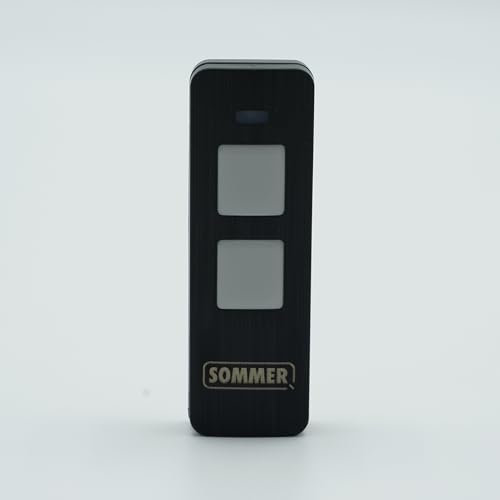 Sommer Pearl Twin - Telecomando Canale / Garage - 2 Canali - Frequenza 868 MHz - Codifica AES - Rif. S10019-0000 + 1 portachiavi DOMOBIP (nero e grigio, confezione da 1)