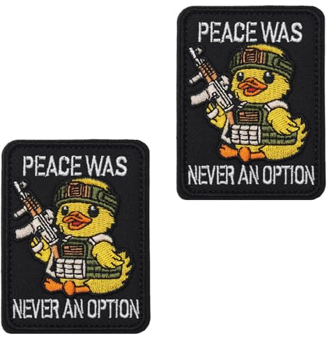2 Stück Peace Was Never An Option Stickerei Abzeichen Patch Haken & Schleife Farbe Nylon Taktische Patch Aufnäher Applikation Lustig Kostüm Zubehör für Jacke Weste Kleidung Hut Rucksäcke Jean
