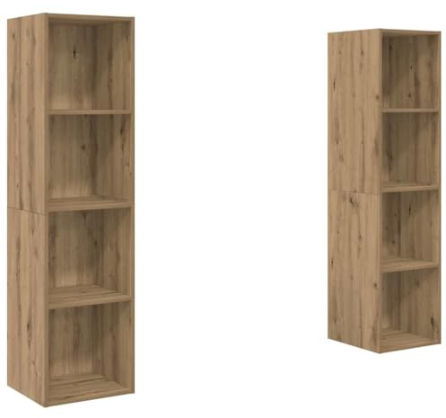 vidaXL TV Cabinet 2 pcs Brown 37 x 37 x 142.5 cm Engineered Wood, Living Room Storage Cabinet, Modern Design, Rectangular TV Unit, Wall-Mounted Entertainment Center, Stylish Indoor Solution