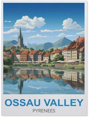 Ossau Valley Pyrenees Vintage Travel Poster，Puzzle 1000 Pieces Paper Puzzle Adult Children's Educational Toy Family Decompression Game（38x52cm）-BT75