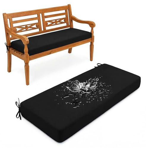Aocase 5cm Dick Sitzbank Kissen 200x40cm Bankauflage Bankkissen Sitzkissen Bank mit Rutschfester Unterseite, Indoor Outdoor Abnehmbarem Sitzauflage Gartenbankauflage Sitzpolster, Black