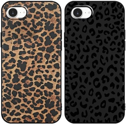 Yoedge 2 Pack for iPhone 16E/iPhone 17E 6.1'' Cheetah Print Cases, Cute Luxury Leopard Print Pattern Design Cases for Women Men Girls, Fashion Shockproof Anti Scratch Protection Silicone TPU Cover