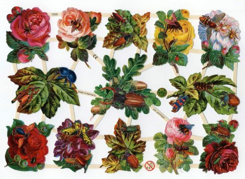 Glanzbild EF 7338 Blumen Tiere