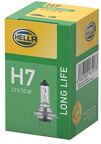 HELLA 8GH 007 157-201 Glühlampe - H7 - Long Life up to 3x longer lifetime - 12V - 55W - Sockelausführung: PX26d - Schachtel - Menge: 1