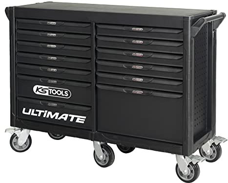 KS Tools - 816.0013 - Servante d’atelier vide - Organiseur d'outils avec 13 tiroirs à ouverture totale - 6 roues - Système de fermeture centralisée - Glissière à roulements à billes