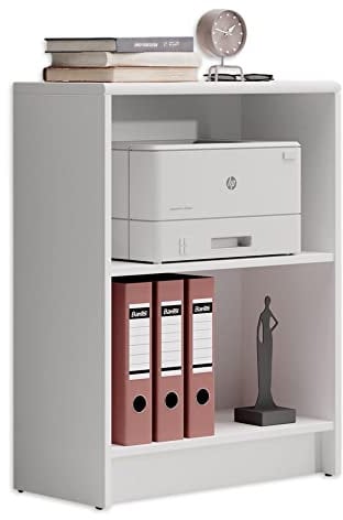 LILLY Regal Weiß - Modernes Bücherregal mit 2 offenen Fächern - Vielseitiges Büro Aktenregal Standregal mit viel Stauraum - 60 x 78 x 28 cm (B/H/T)