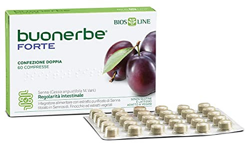 BIOS LINE Buonerbe Forte 60 Compresse, Integratore alimentare con estratto purificato di Senna, Favorisce la regolarità intestinale e risveglia l'intestino pigro, Senza glutine e adatto a vegani