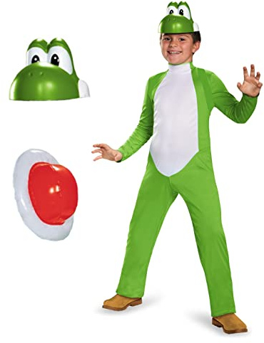 Disguise Yoshi Deluxe Costume, Official Nintendo Super Mario Costume, Kids Size Large (10-12)