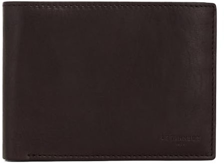 Le Tanneur, portefeuille horizontal, en cuir huilé, Gary, homme, 4 poches plates, poche monnaie zippée, 2 poches billets, 9 compartiments cartes, accessoire métallique finition argent