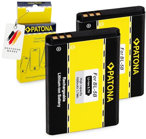 PATONA 2X Batterie BL-5B Compatible avec Nokia 3220 5070 5140 5200 5300 5500 6020 6070 6080 6120 6124 7260 7360
