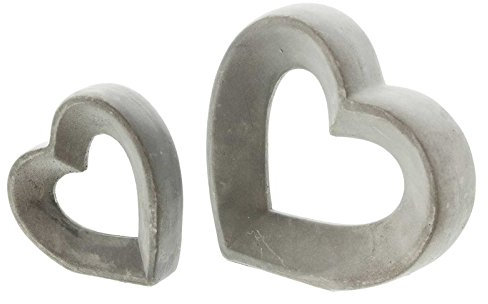 SIDCO Deko Herz Beton 2 x Herzen grau Dekoration Tischdeko Liebe Betonoptik