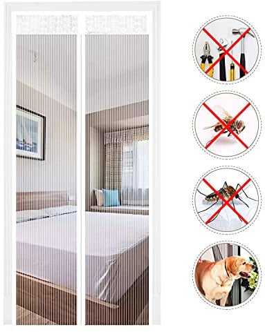 EXTSUD Zanzariera Magnetica per Porte 90x210cm Chiusura Automatica Tendina Anti Zanzare Mosche Insetti Tenda per Porte Finestre Balcone Soggiorno Mantiene Stanza Traspirante Senza Zanzare, Bianco