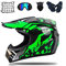 VOMI Motocross Helm Herren - Grün/ DOT-Zertifikat - Crosshelm Set (Brille Handschuhe Maske Motorrad Netz, 5 Stück) Fullface MTB Helm Kinder Motorradhelm Downhill Offroad Quad Enduro ATV,S