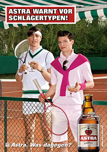 ASTRA Bier Werbung/Reklame Plakat DIN A1 59,4 x 84,1cm warnt vor Schlägertypen, kultiges Poster aus St. Pauli