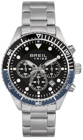 Breil, Collezione Sail, Orologio Uomo, Cronografo in Acciaio Lucido, Movimento PE902 SUNON, Indici e Sfere con White Luminous, Chiusura con Pulsanti e Fermaglio di Sicurezza, Cassa 42 mm, Nero-Blu