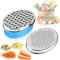 KAPIKASON Rallador De Queso con Contenedor de Ahorro de Alimentos y Tapa de Frutas y Verduras (Azul)