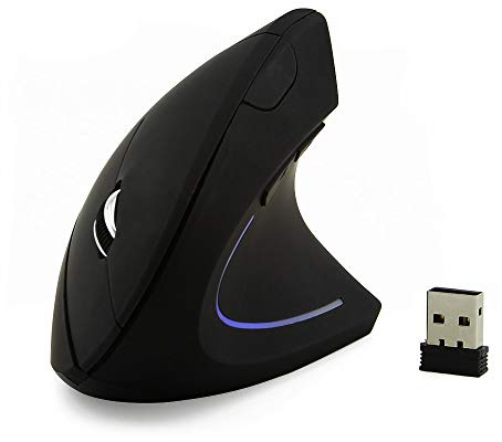 KLEIN Design Souris Optique Vertical sans Fil au Design Ergonomique, en prévention Contre Le Syndrome de la Souris, droitiers, 6 Boutons, 3200-2000-1200-800 DPI, Couleur Noir