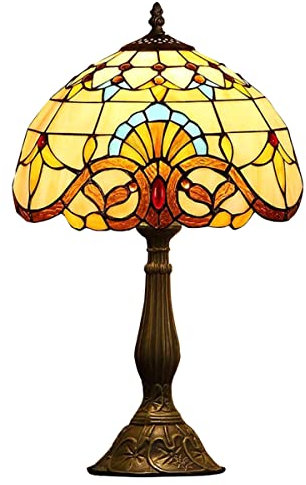19 Pulgadas De Alto Estilo De Tiffany Gran Mesa De Escritorio Barroco Sombra Luz con Luz Manchado De Vidrio Y Resina De Cuerpo, Accent Victorian del Salón De La Lámpara De Noche para