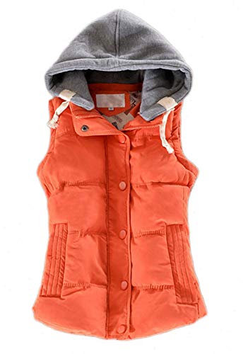 Onsoyours Weste Damen Stehkragen Ärmellos Reißverschluss Plüschweste Bequem Cardigan Jacke Warm Fleeceweste Mantel Outdoor Leichte Mantel Mit Taschen A Orange 2XL