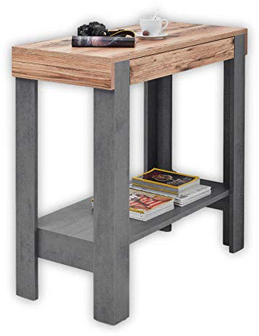 VELVET Moderner Bartisch in Old Style / Beton Optik - Platzsparende Theke mit Schublade für Küche & Esszimmer - 108 x 103 x 50 cm (B/H/T)